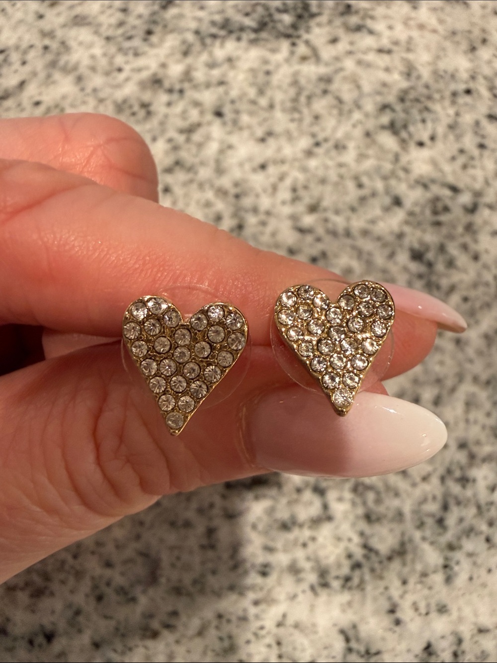 J. Crew Gold Heart Crystal Stud Earrings
